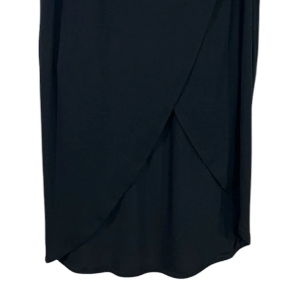 Cabi 5052  Black Run Around Ruched high low Stretchy knit Maxi Skirt size Medium